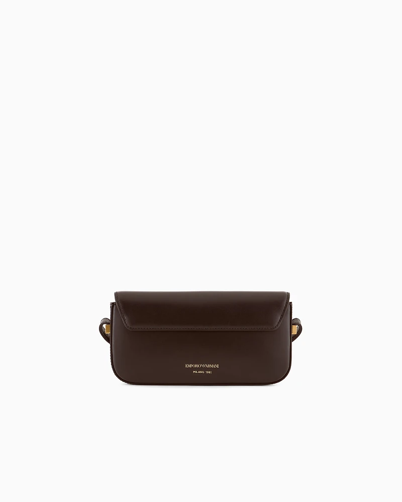 Emporio Armani - Smooth leather mini shoulder bag with metal eagle logo, Woman, Brown, Size: TU
