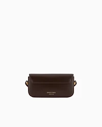 Emporio Armani - Smooth leather mini shoulder bag with metal eagle logo, Woman, Brown, Size: TU