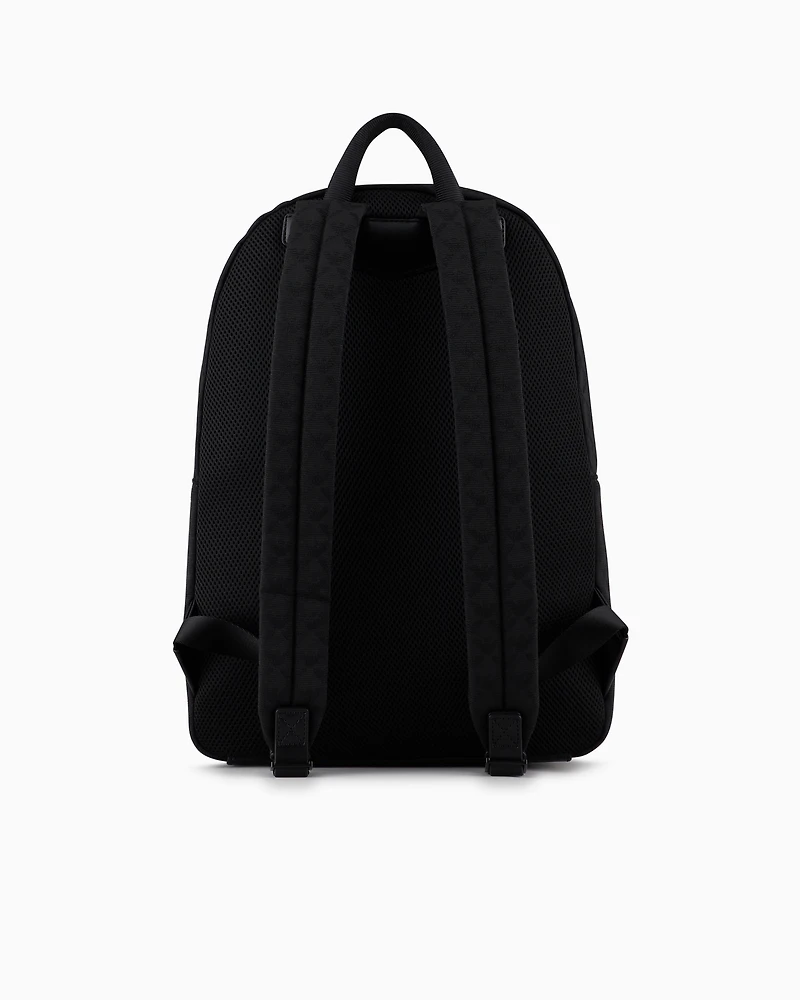Emporio Armani - Nylon backpack with all-over jacquard eagle, Man, Black, Size: TU