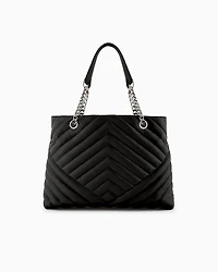 Quilted shopper bag with chain handles