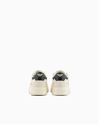 Emporio Armani - Hammered-leather sneakers, Man, White, Size: