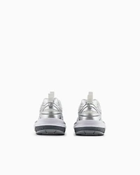 Emporio Armani - Mesh sneakers with laminated details and signature logo, Woman, Silver, Size: