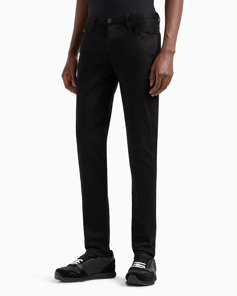 Emporio Armani - J11 Slim-fit extra comfort modal-blend denim jeans, Man, Black, Size: