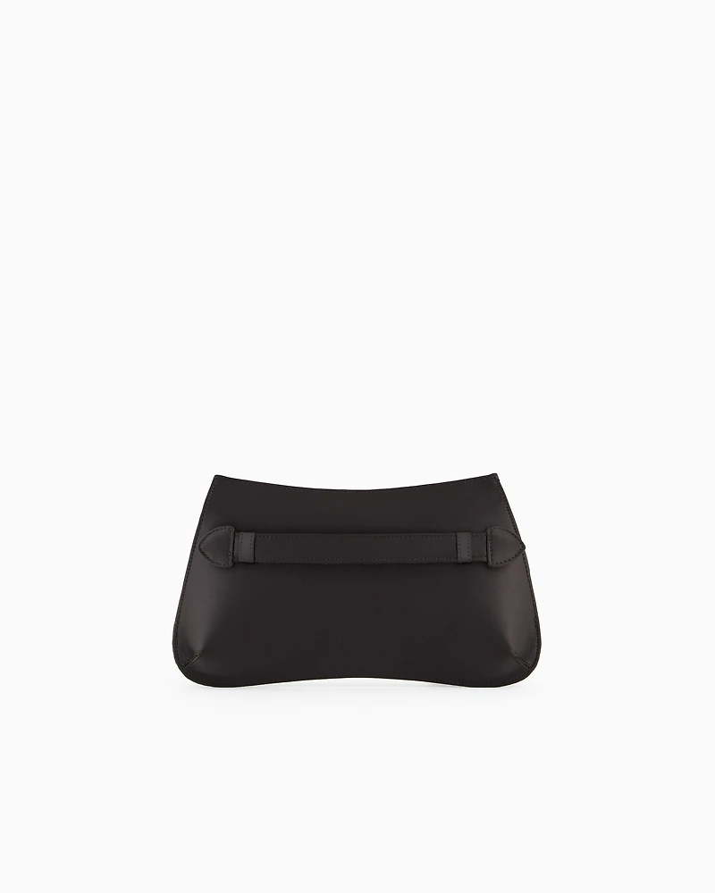 Emporio Armani - Satin clutch bag with chain strap, Woman, Black, Size: TU