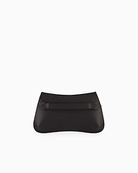 Emporio Armani - Satin clutch bag with chain strap, Woman, Black, Size: TU