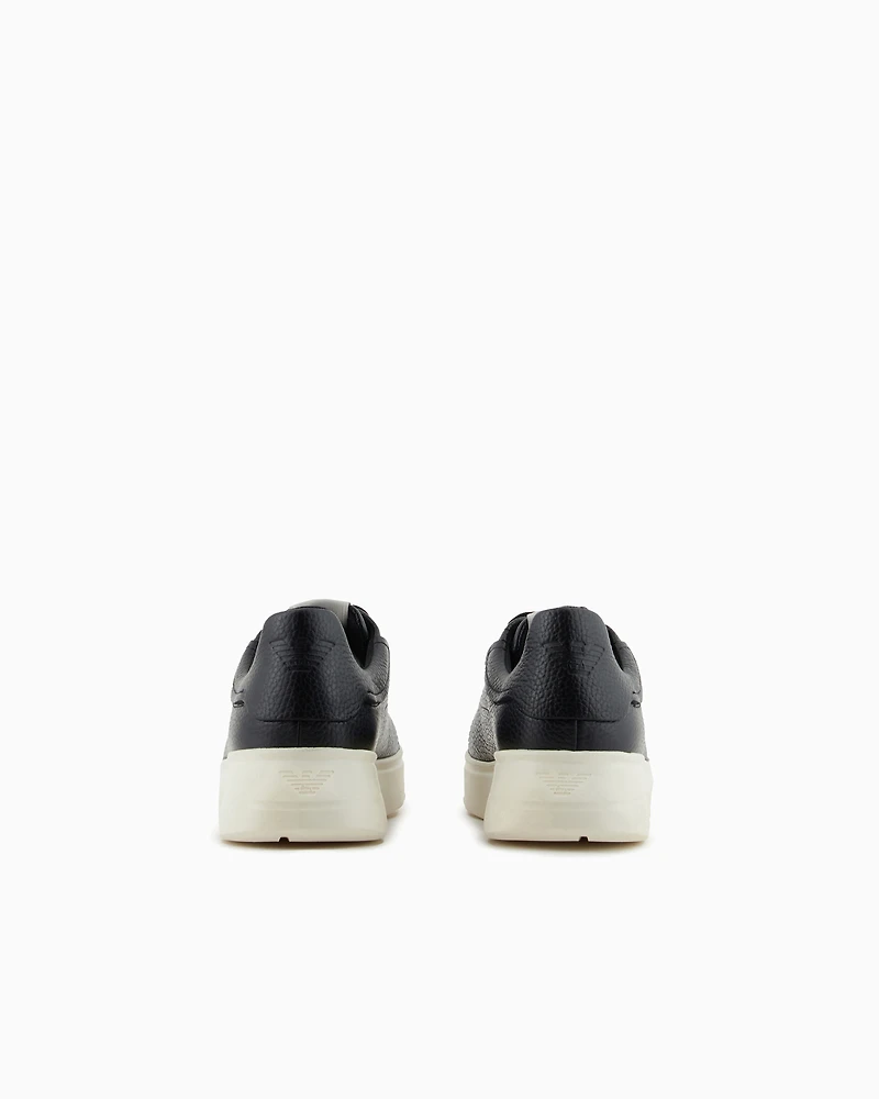 Emporio Armani - Tumbled leather sneakers, Woman, Black, Size: