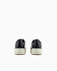 Emporio Armani - Tumbled leather sneakers, Woman, Black, Size: