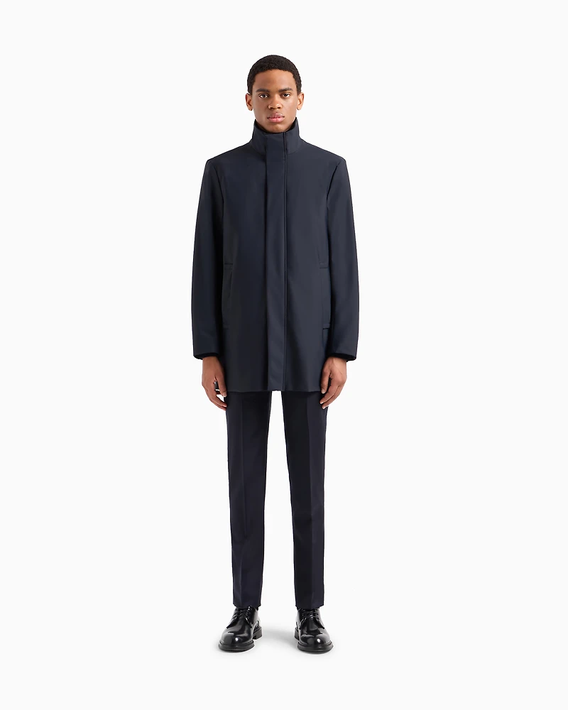 Emporio Armani - Nylon trench coat with removable gilet, Man, Navy_blue, Size: