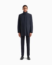 Emporio Armani - Nylon trench coat with removable gilet, Man, Navy_blue, Size: