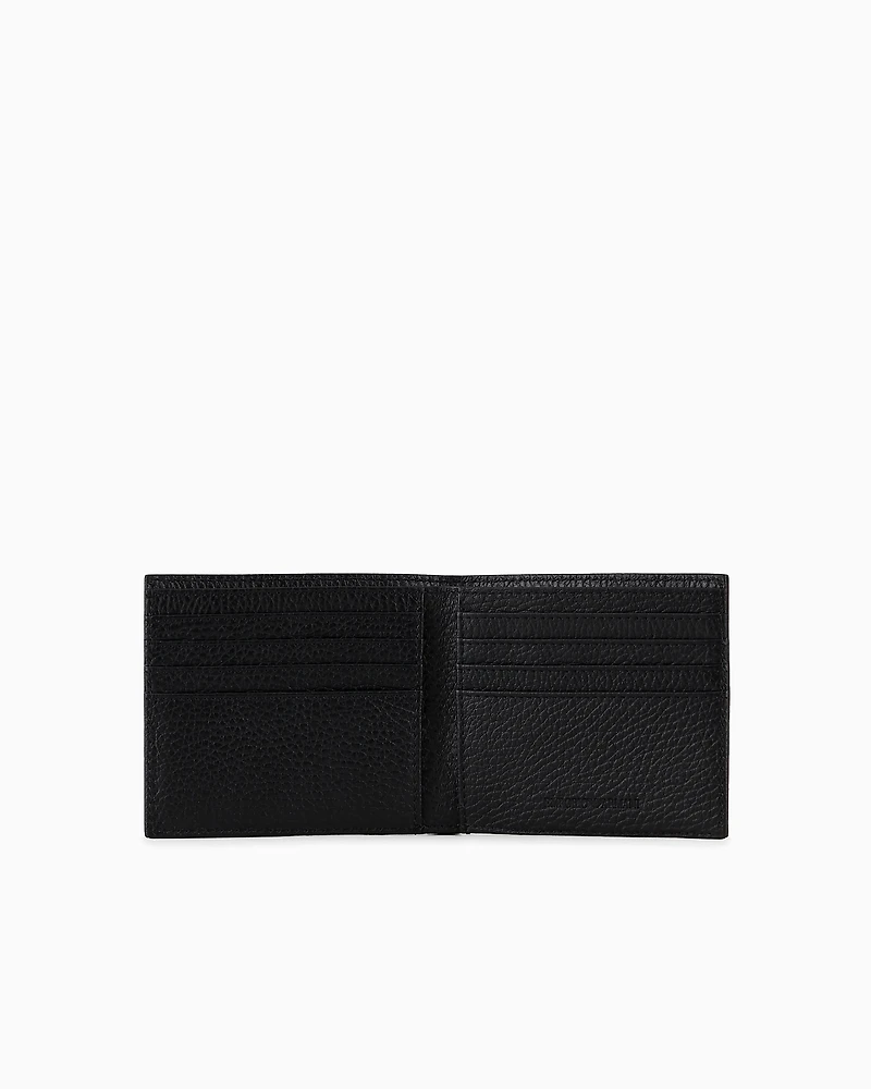 Emporio Armani - Tumbled leather wallet, Man, Black, Size: TU