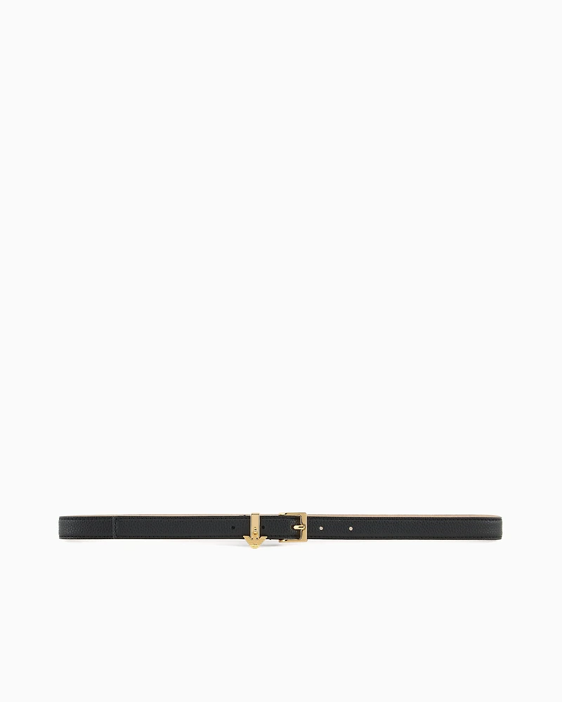 Emporio Armani - Deer-print belt with eagle logo charm, Woman, Black, Size: