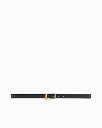 Emporio Armani - Deer-print belt with eagle logo charm, Woman, Black, Size: