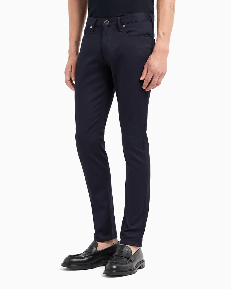 Emporio Armani - J06 Stretch-twill slim-fit trousers, Man, Navy_blue, Size: