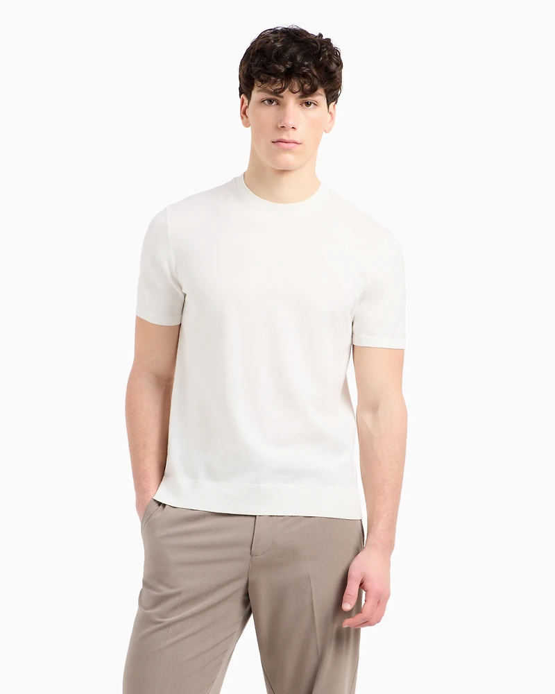 Armani Exchange -  Organic Cotton Knit T-Shirt, Man, White, Size: