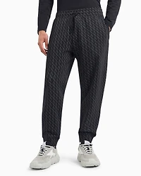Jogger pants fabric with allover logo pattern