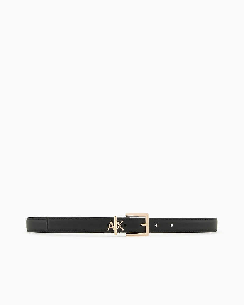 Armani Exchange - Thin belt with small logo, Woman, Black, Size: