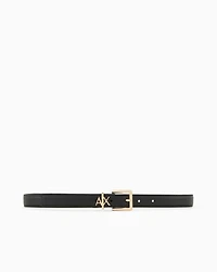 Armani Exchange - Thin belt with small logo, Woman, Black, Size: