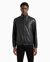 Emporio Armani - Semi-aniline nappa lambskin blouson with full-length zip, Man, Black, Size: