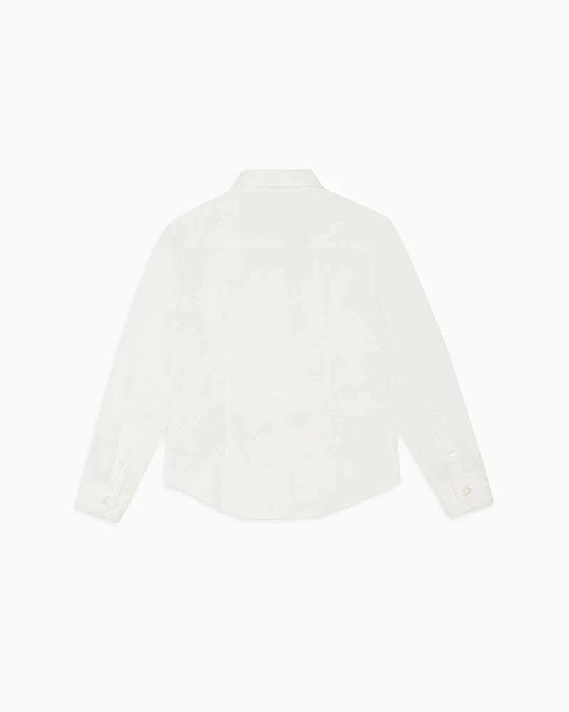 Emporio Armani - Poplin shirt with monochromatic eagle embroidery, Boy, White, Size: