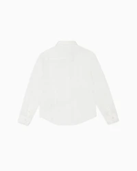 Emporio Armani - Poplin shirt with monochromatic eagle embroidery, Boy, White, Size: