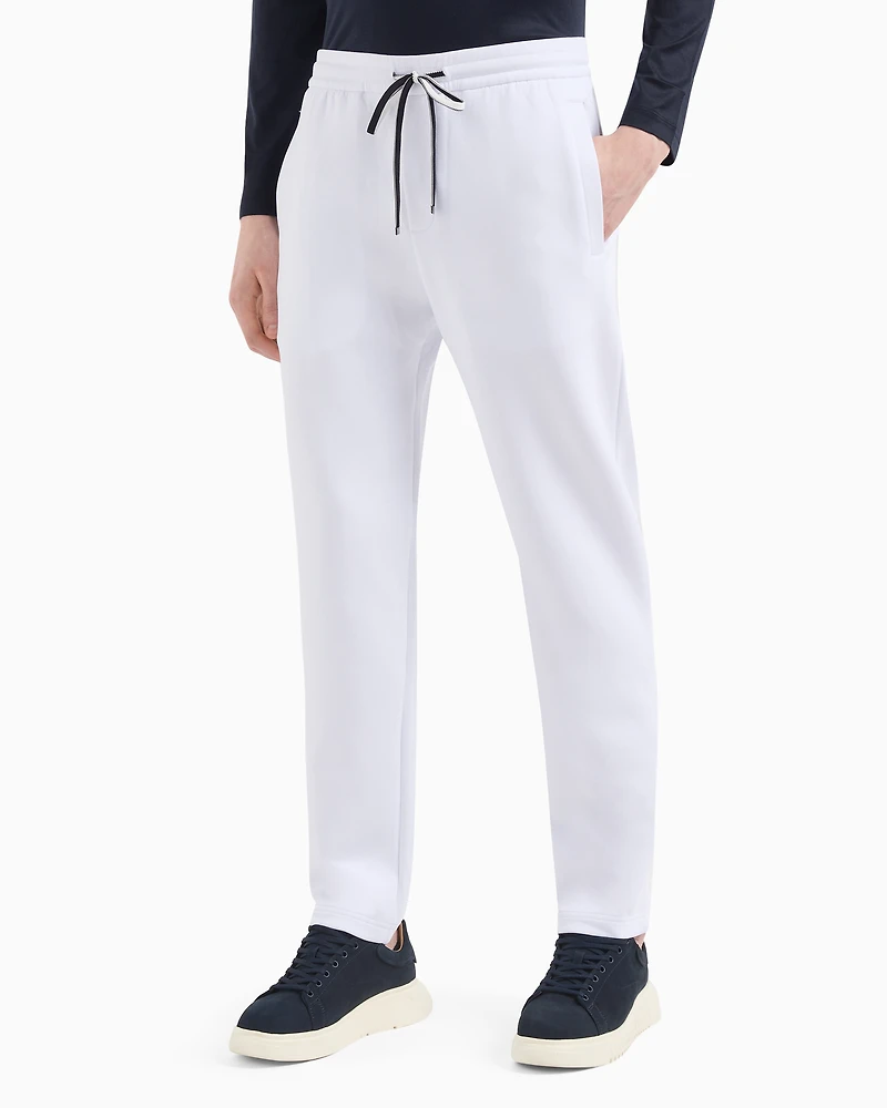 Emporio Armani - Double-jersey joggers with eagle logo patch, Man, White, Size:
