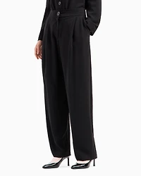 Armani Exchange - ASV Fabric Pleated Trousers, Woman, Black, Size: