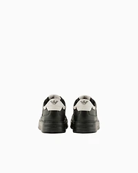 Emporio Armani - Hammered-leather sneakers, Man, White, Size: