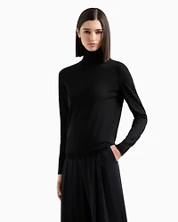 Emporio Armani - Pure virgin-wool rollneck, Woman, Black, Size: