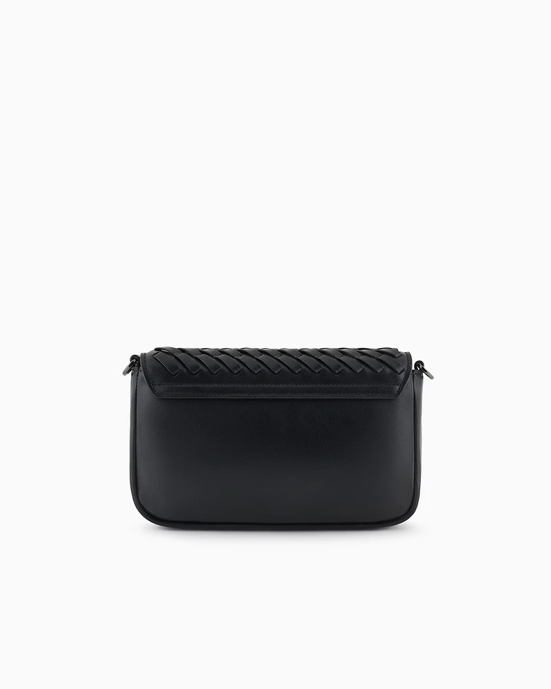 Emporio Armani - Mini bag in interwoven leather with chain shoulder strap, Woman, Black, Size: TU