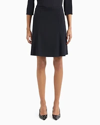 Emporio Armani - Barathea-wool flared skirt, Woman, Navy Blue, Size: