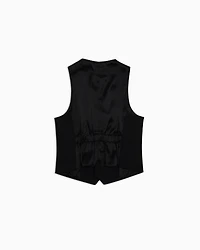 Emporio Armani - Single-breasted waistcoat light wool with satin details, Boy, Black, Size: