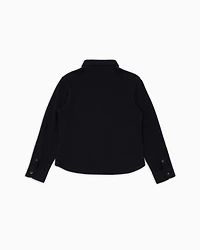 Emporio Armani - Piqué shirt with eagle embroidery, Boy, Navy Blue, Size: