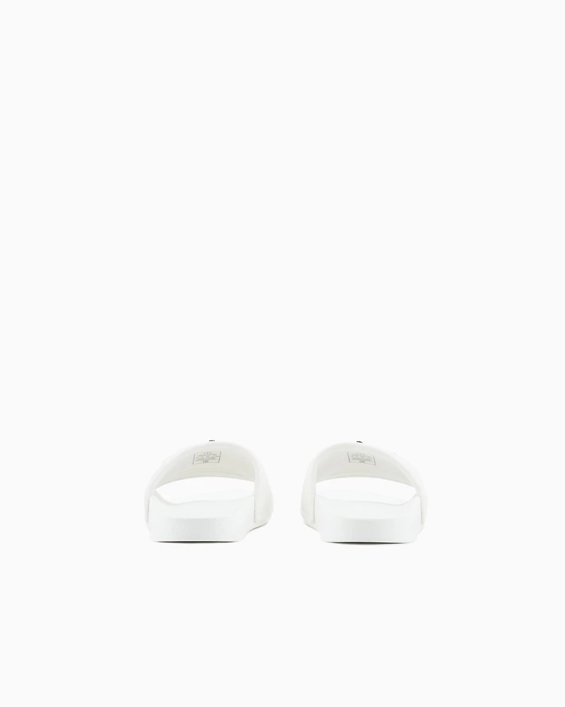 Armani Exchange - Slider slippers with logo, Man, White, Size:
