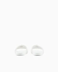 Armani Exchange - Slider slippers with logo, Man, White, Size:
