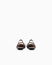 Emporio Armani - Nappa-leather slingback ballerinas with eagle plate, Woman, Brown, Size: