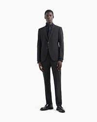 Emporio Armani - Single-breasted suit virgin-wool two-way stretch canvas, Man, Black, Size: