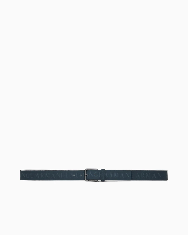Leather belt with logo