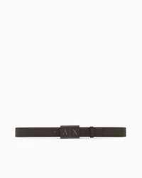 Armani Exchange - Leather belt with rectangular buckle, Man, Brown, Size: