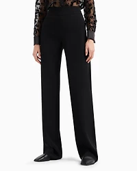 Emporio Armani - Techno cady palazzo trousers, Woman, Black, Size: