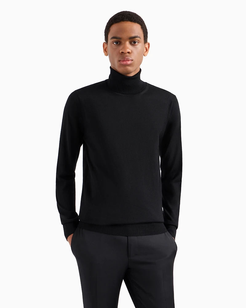 Emporio Armani - Pure virgin-wool rollneck, Man, Black, Size:
