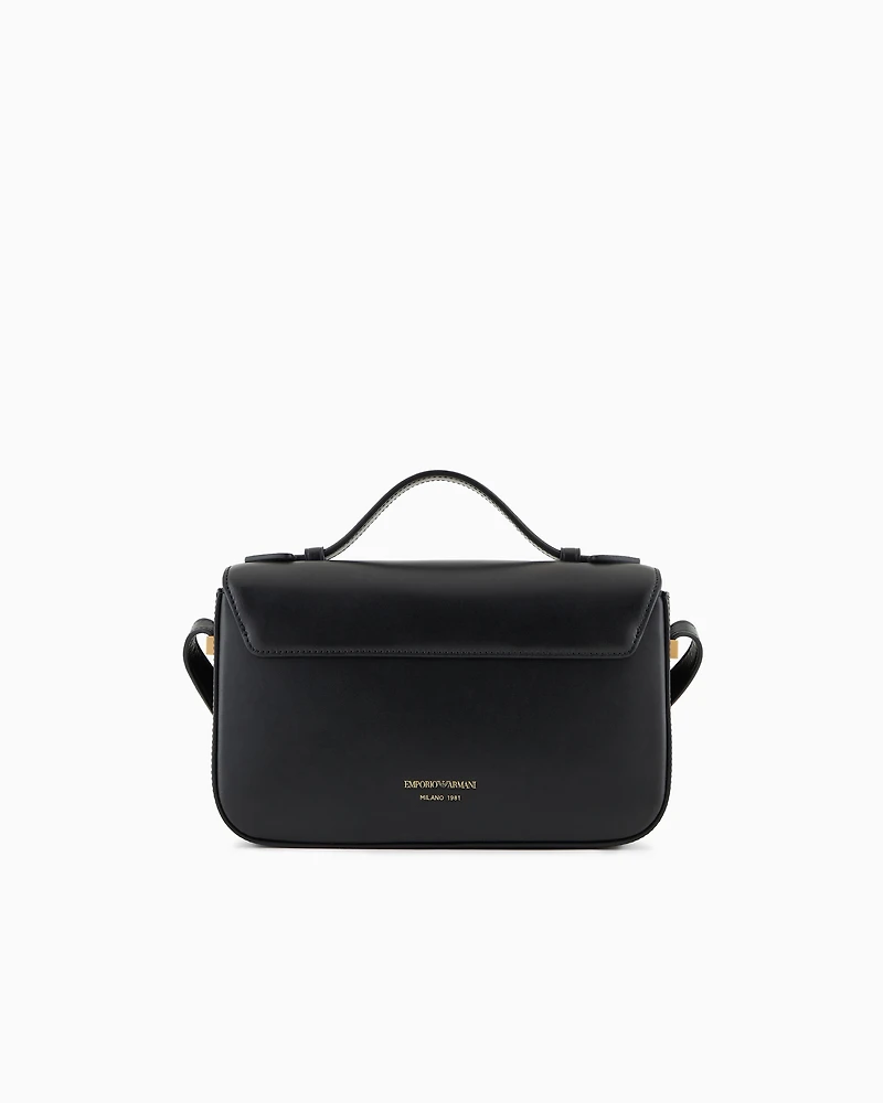 Emporio Armani - Smooth leather shoulder bag with metal eagle logo, Woman, Black, Size: TU