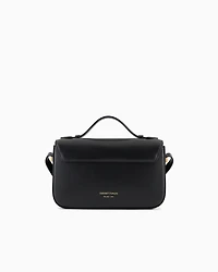 Emporio Armani - Smooth leather shoulder bag with metal eagle logo, Woman, Black, Size: TU