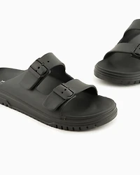 Armani Exchange - Slippers with two straps and buckles, Man, Black, Size: