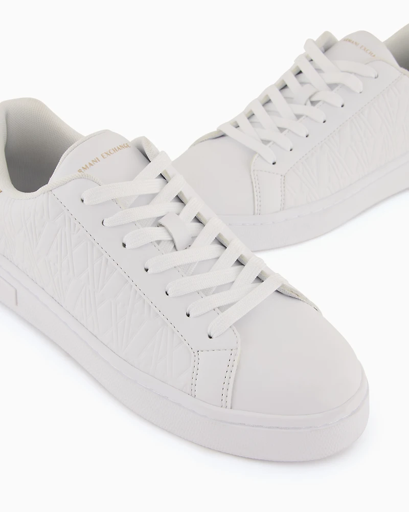 Armani Exchange - Sneakers with matching embroidered logo and metal detail, Woman, White, Size: