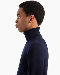 Emporio Armani - Pure cashmere rollneck, Man, Navy_blue, Size:
