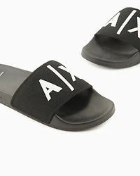 Armani Exchange - Slider slippers with logo, Man, Black, Size: 45