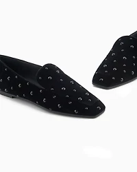 Emporio Armani - Velvet slippers with rhinestones, Woman, Black, Size:
