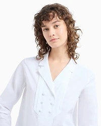 Emporio Armani - Double-breasted poplin shirt with lapels, Woman, White, Size: