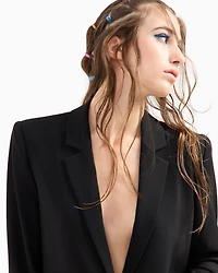 Armani Exchange -  Single-breasted oversized jacket with one button, Woman, Black, Size: