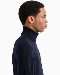 Emporio Armani - Virgin-wool, regular-fit mock-neck jumper, Man, Navy Blue, Size: